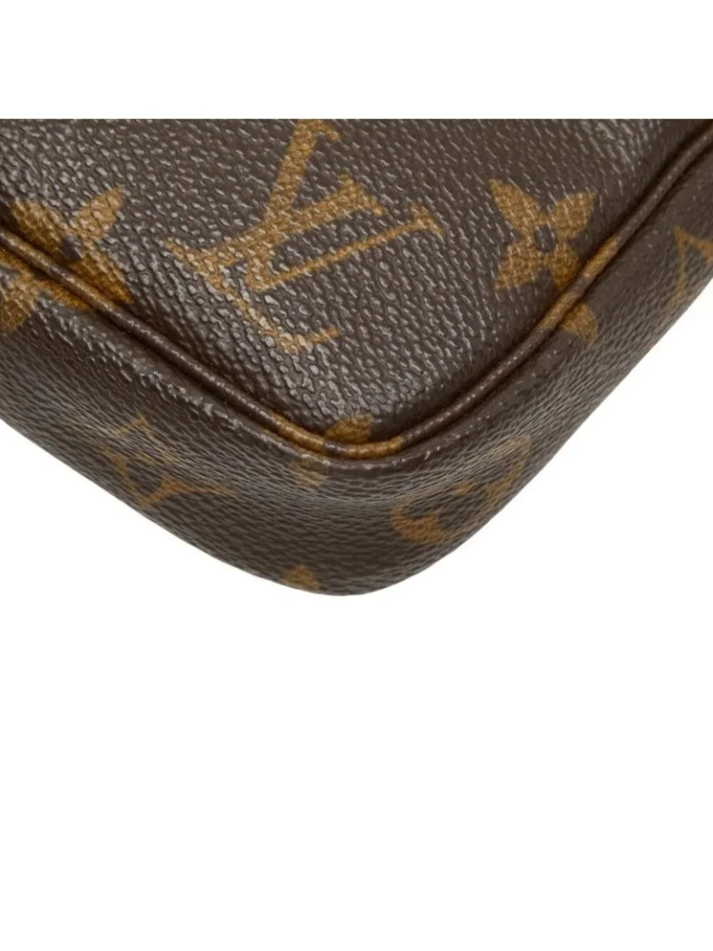 Louis Vuitton Monogram Pochette Soirle Handbag Pouch Brown Leather
